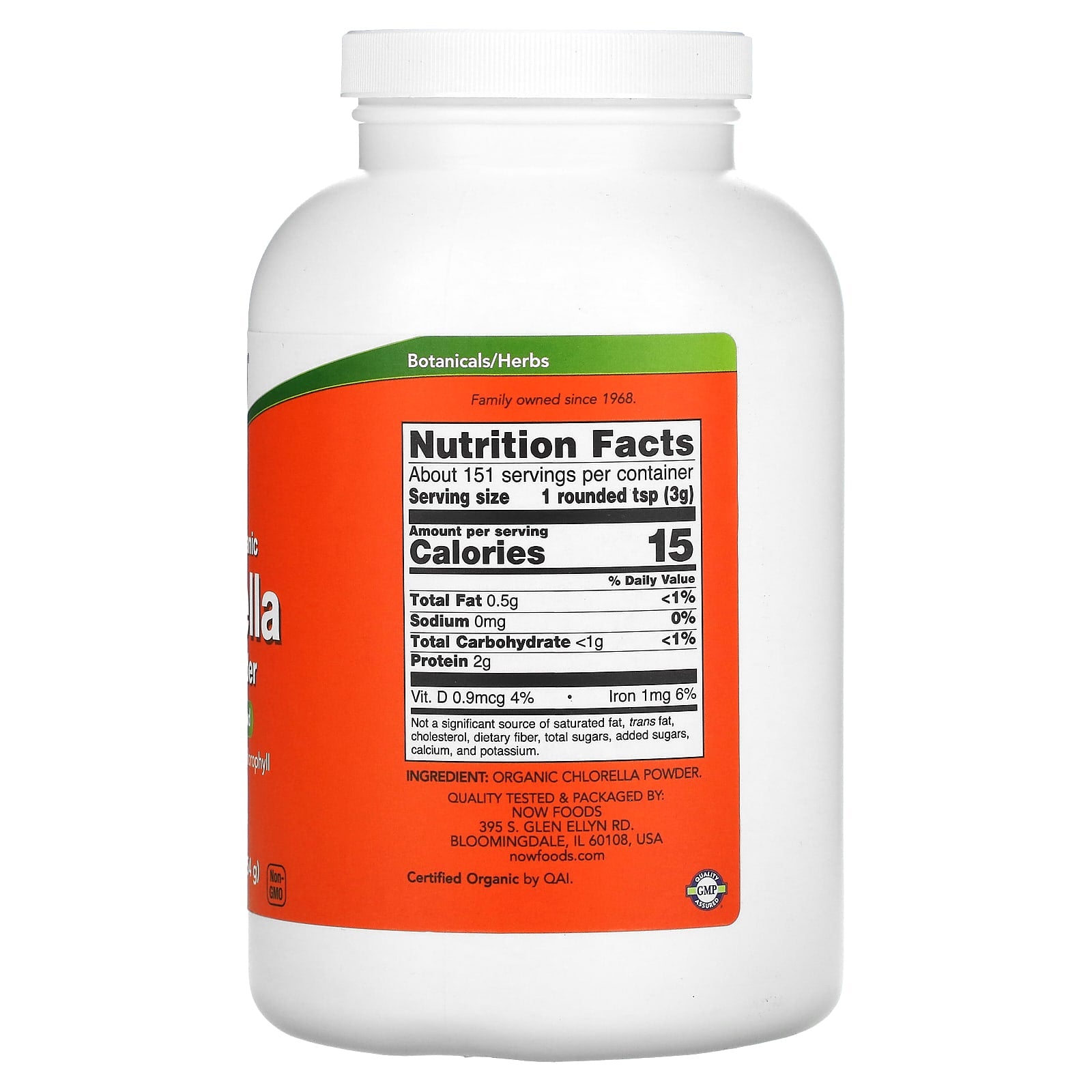 NOW Foods, Certified Organic Chlorella, Pure Powder, 1 lb (454 g) - Image 2