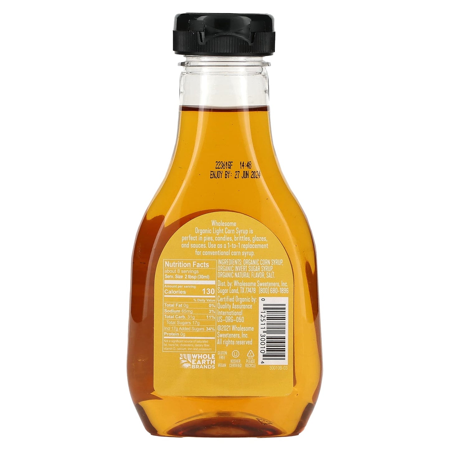 Wholesome Sweeteners, Organic Light Corn Syrup, 7.7 fl oz (228 g) - Image 2