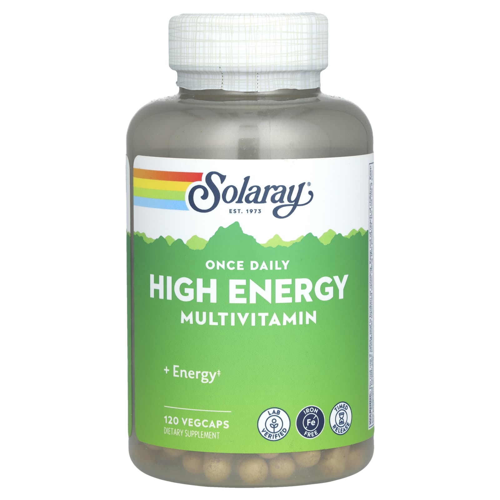 Solaray, Once Daily High Energy, Multivitamin, Iron Free, 120 VegCaps - Image 1