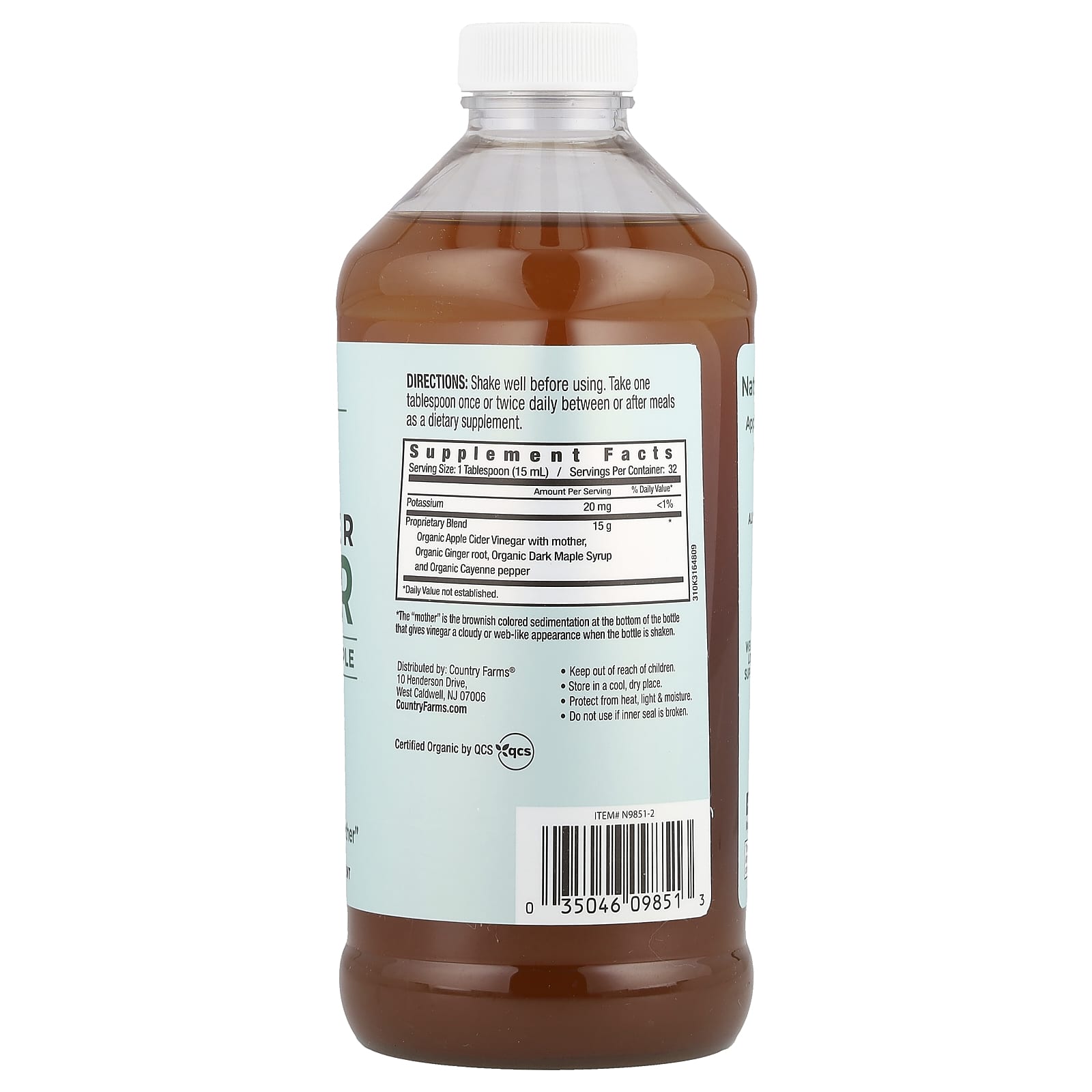 Country Farms Organic Apple Cider Vinegar with Ginger & Cayenne - Image 2