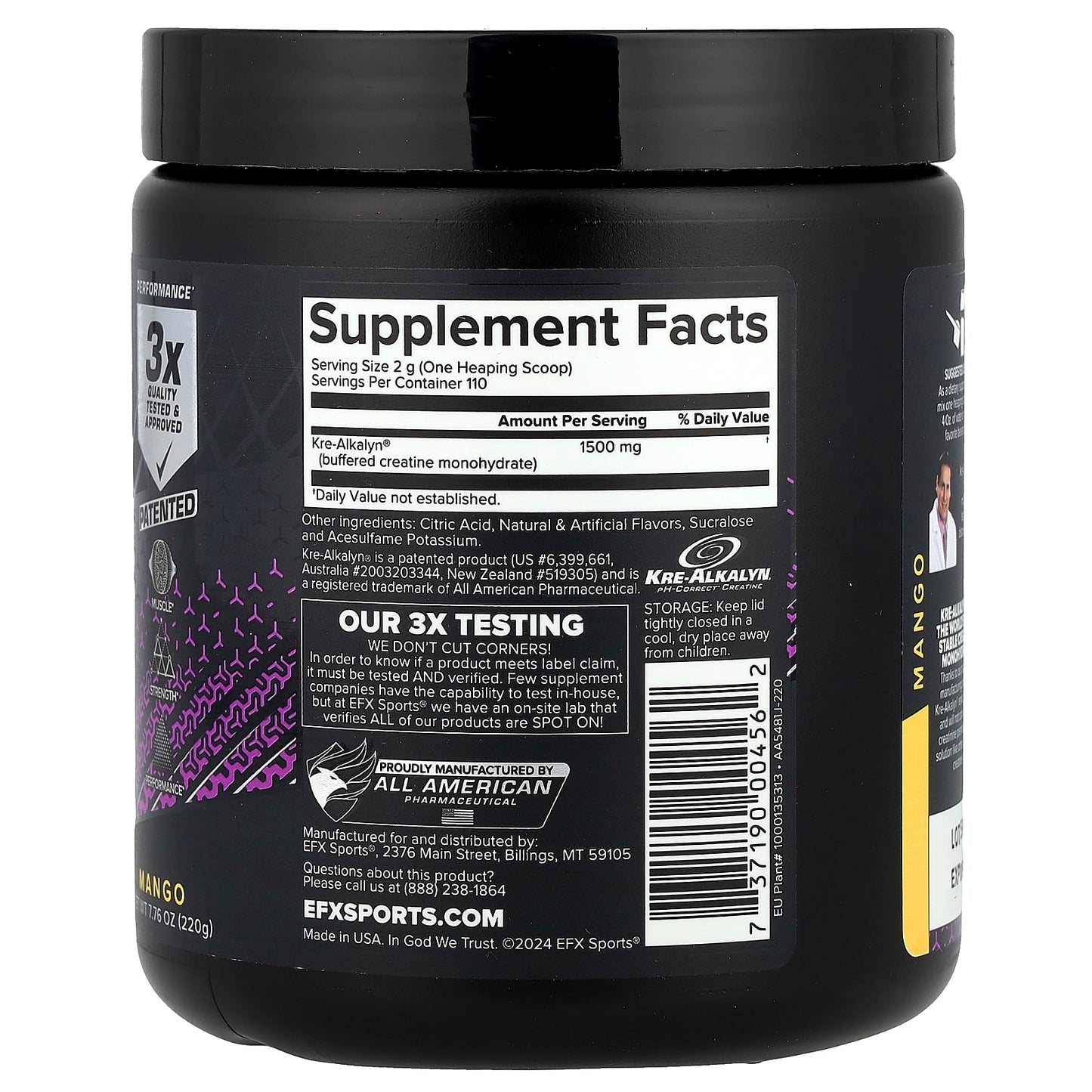 Maximize Performance with EFX Sports Kre-Alkalyn EFX Powder - 7.76 oz (220g) - Image 2