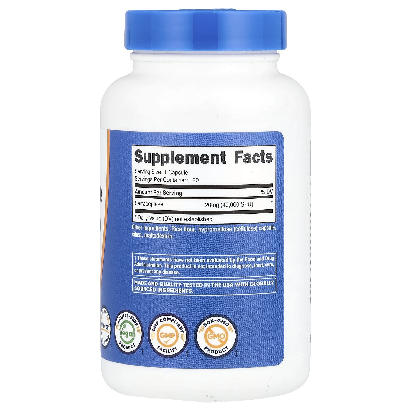 Nutricost, Serrapeptase, 20 mg (40,000 SPU), 120 Capsules - Image 2