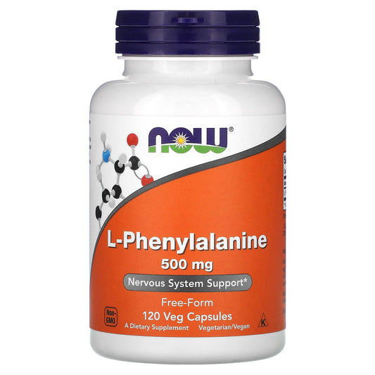 NOW Foods, L-Phenylalanine, 500 mg, 120 Veg Capsules - Image 1