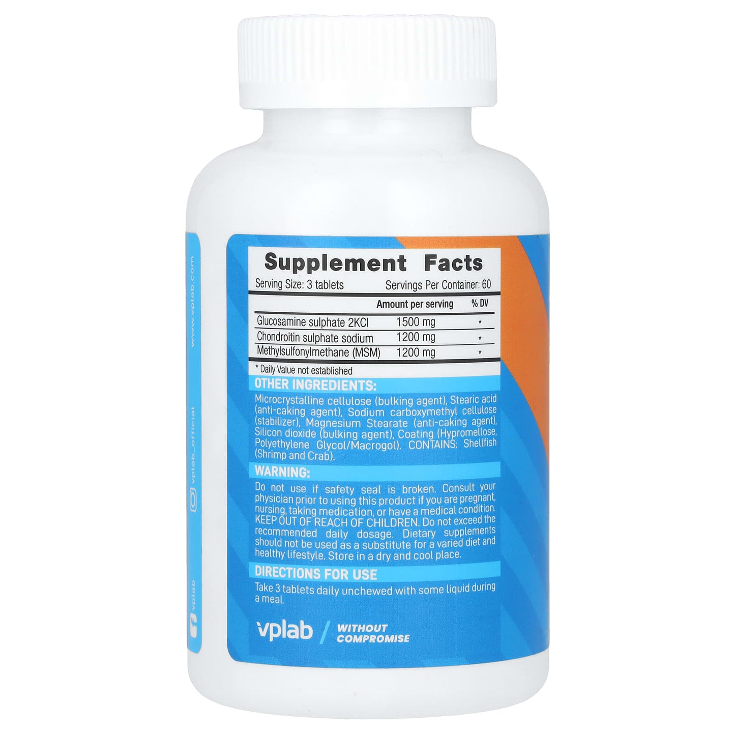 Vplab, Glucosamine Chondroitin MSM, 180 Tablets - Image 2