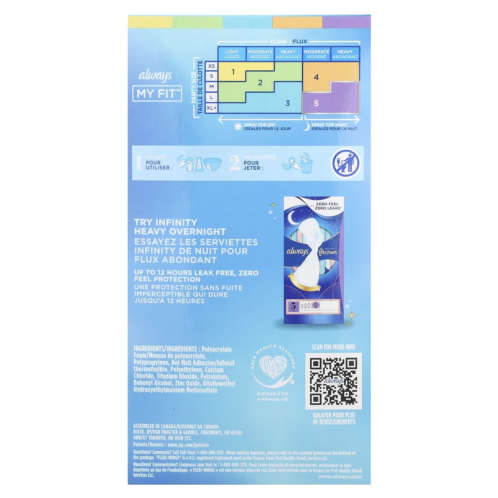 Always Infinity Flex Foam Pads with Flexi-Wings, Size 2, Heavy Flow - Image 2