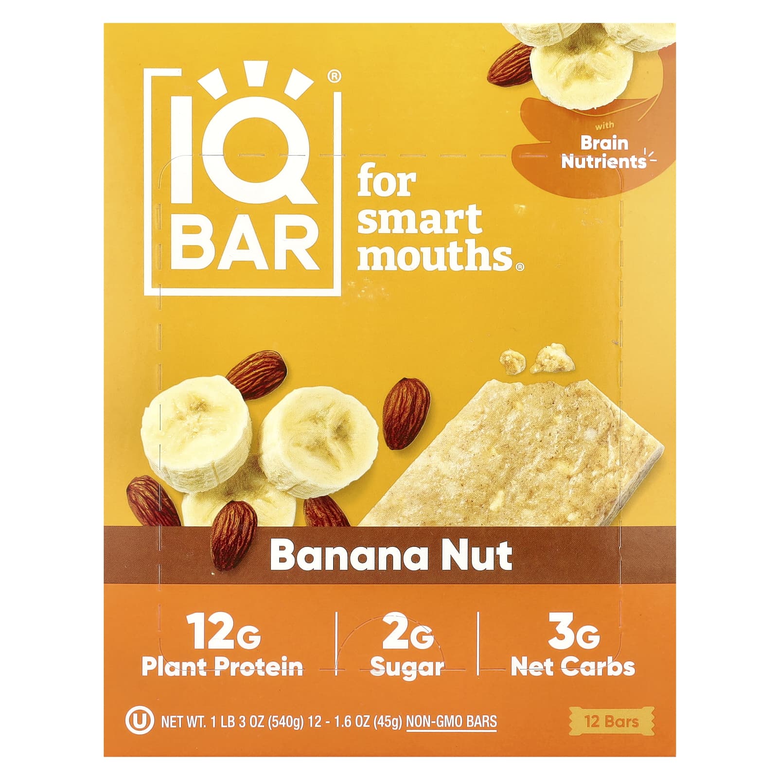 Boost Brain Power with IQBAR Plant Protein Bars, 12g Protein, Vegan, Gluten-Free - Image 1