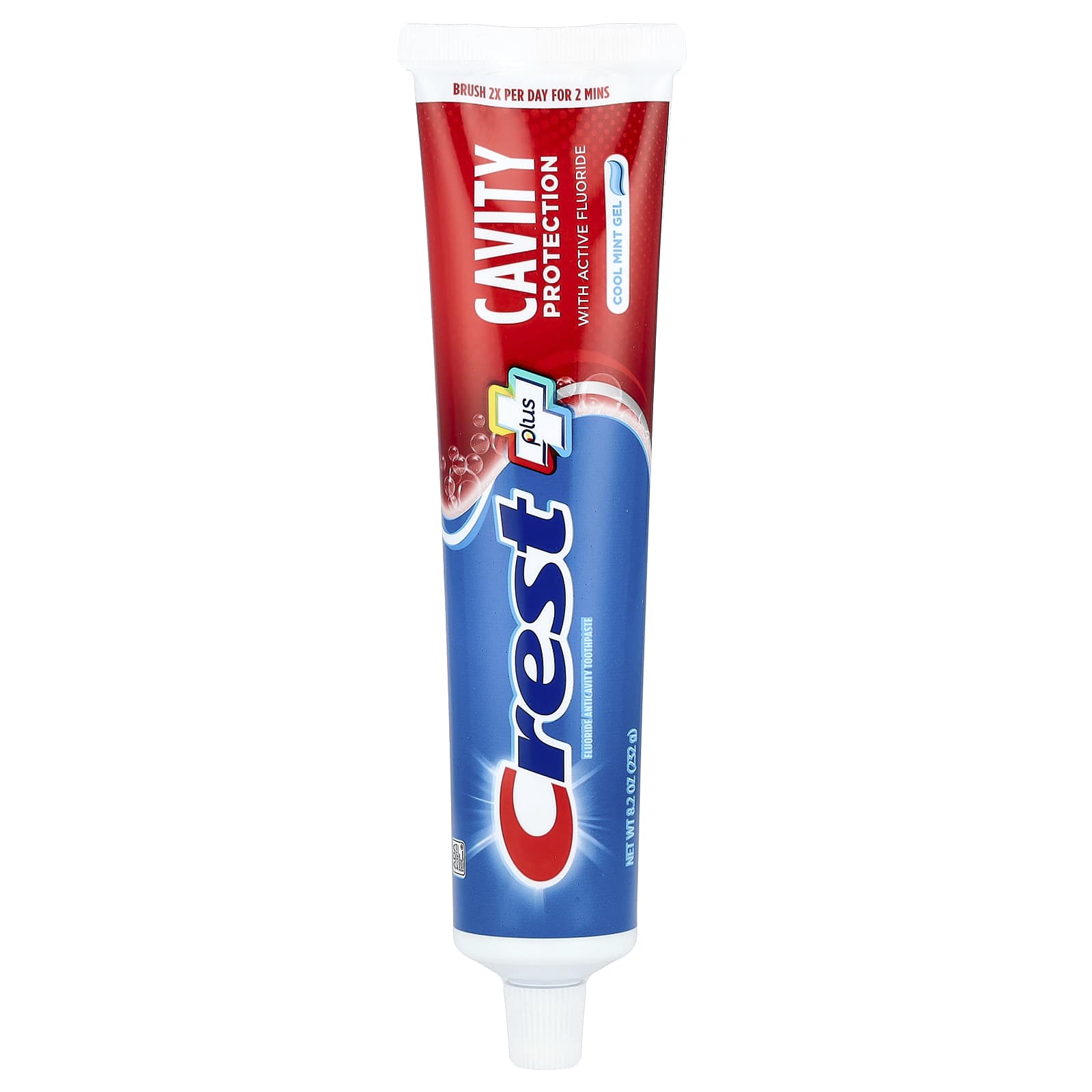 Crest Plus Fluoride Anticavity Toothpaste, Cool Mint Gel, 8.2 oz - Image 1
