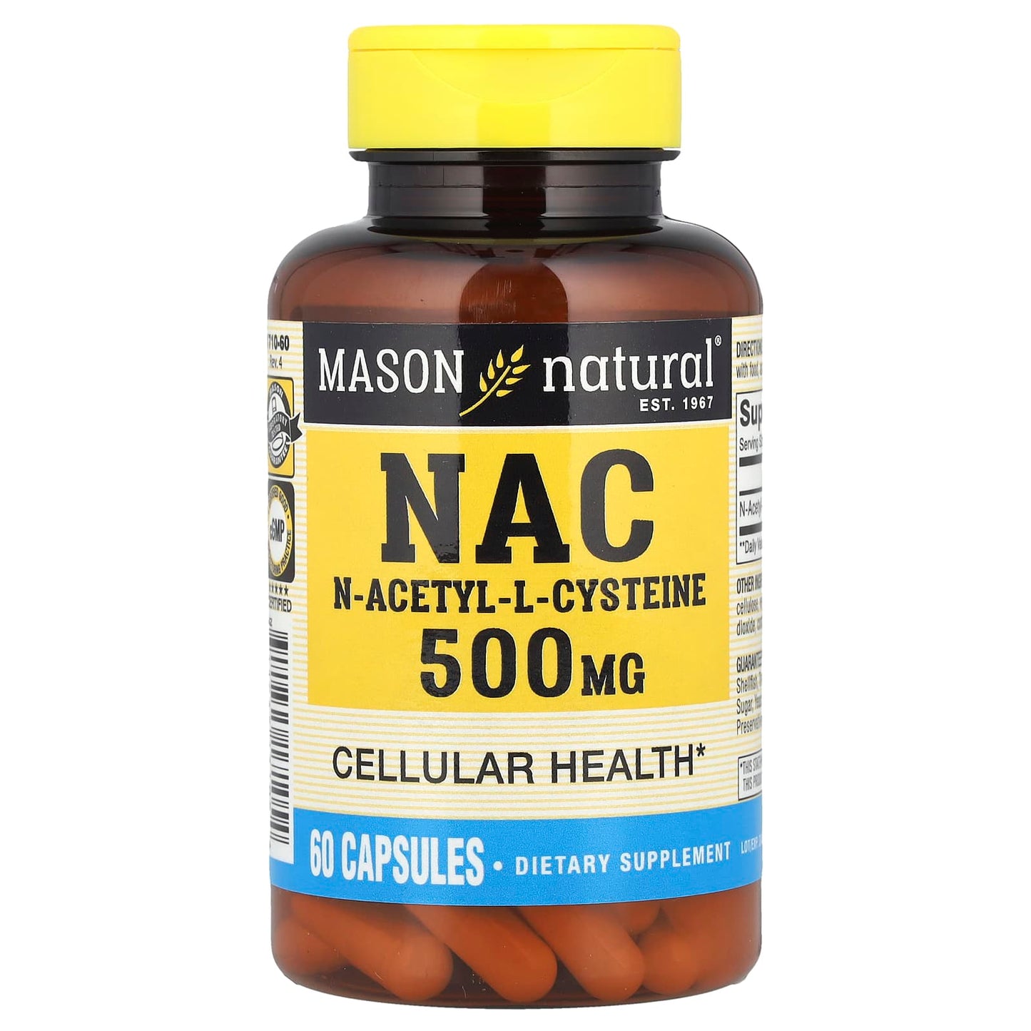 Mason Natural, NAC, 500 mg, 60 Capsules - Image 1