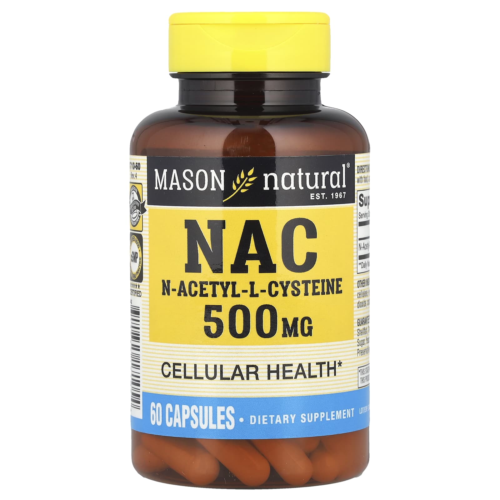 Mason Natural, NAC, 500 mg, 60 Capsules - Image 1