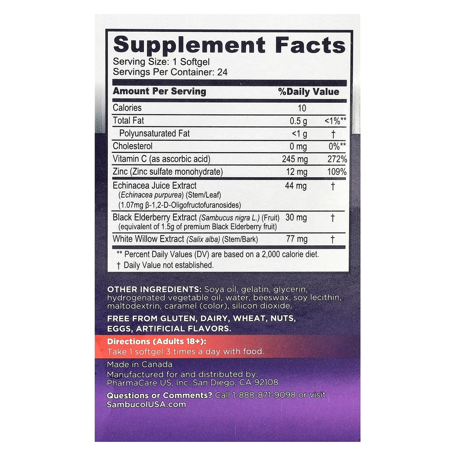 Sambucol, Black Elderberry, Intensive Defense, Power of 5-in-1, 24 Softgels - Image 2