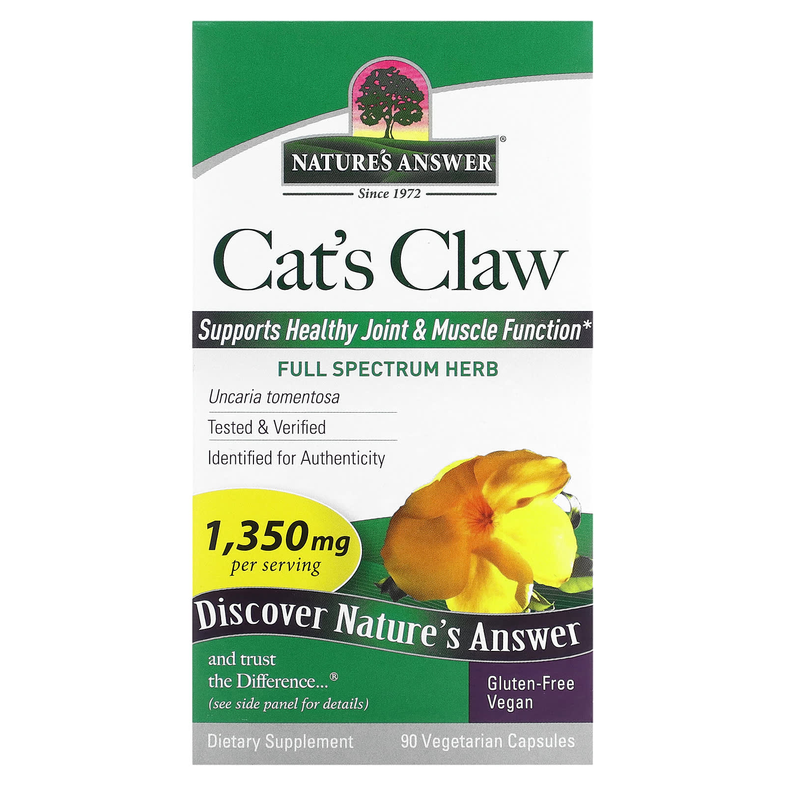 Nature's Answer, Cat's Claw, 90 Vegetarian Capsules (450 mg per Capsule) - Image 1