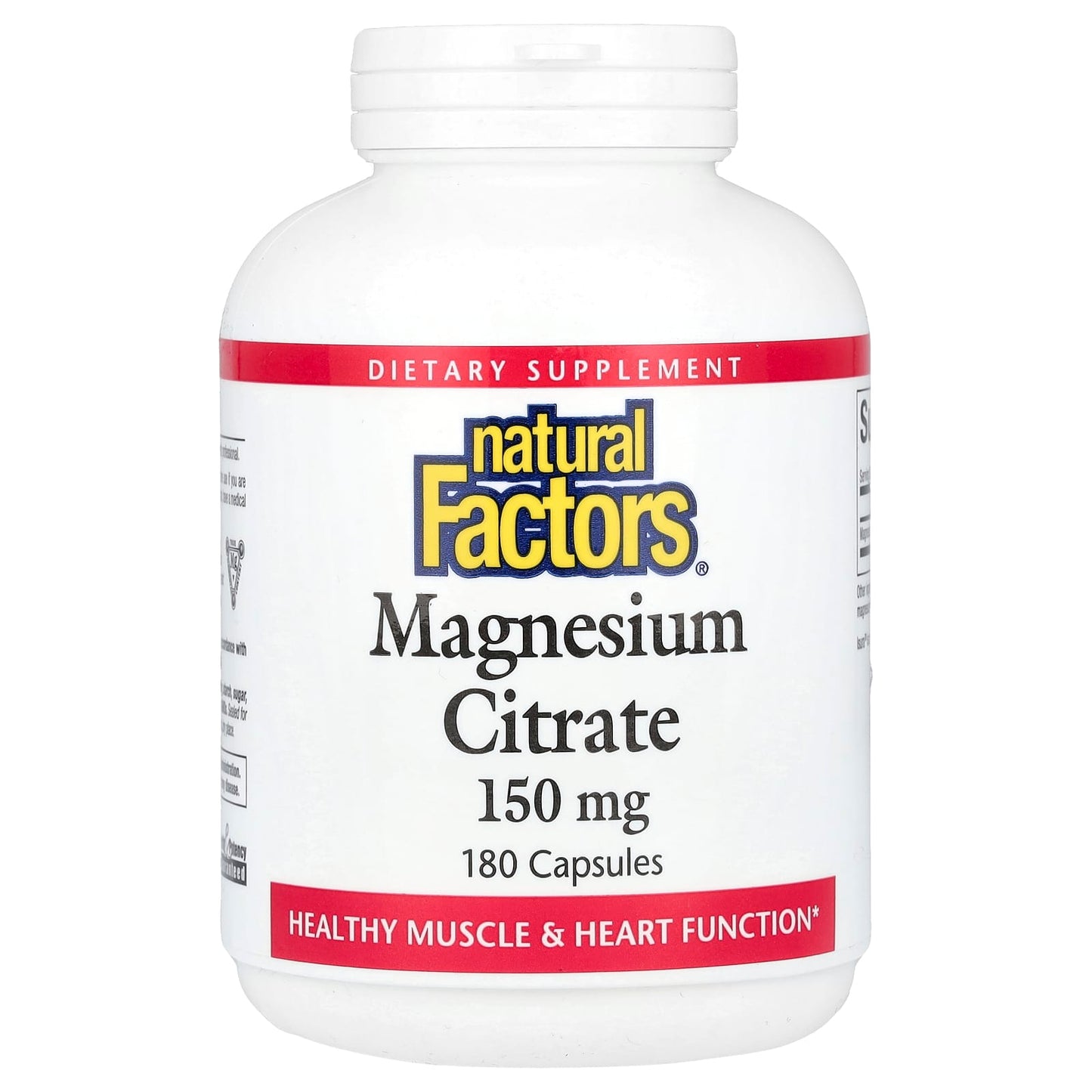 Natural Factors, Magnesium Citrate, 150 mg, 180 Capsules - Image 1