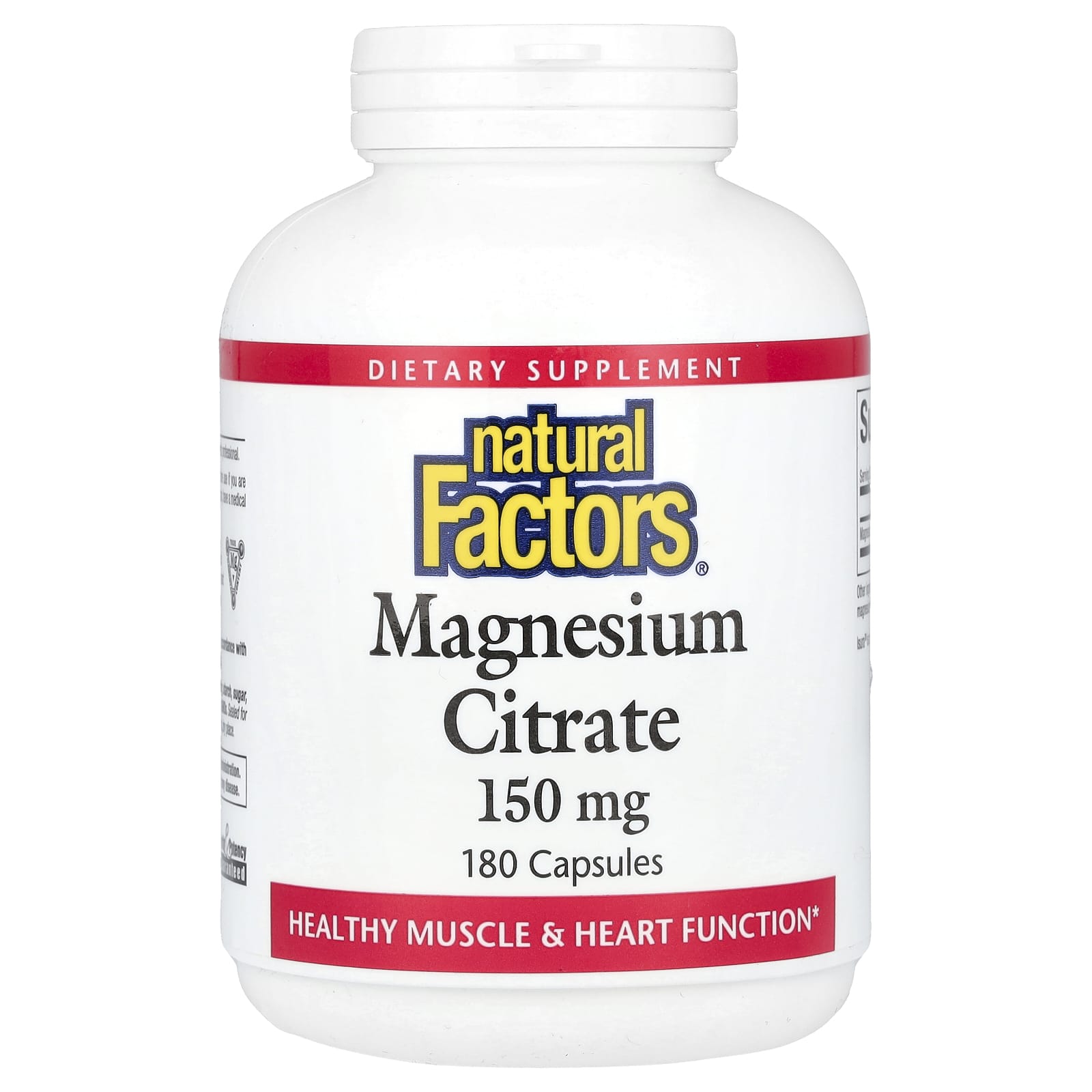 Natural Factors, Magnesium Citrate, 150 mg, 180 Capsules - Image 1