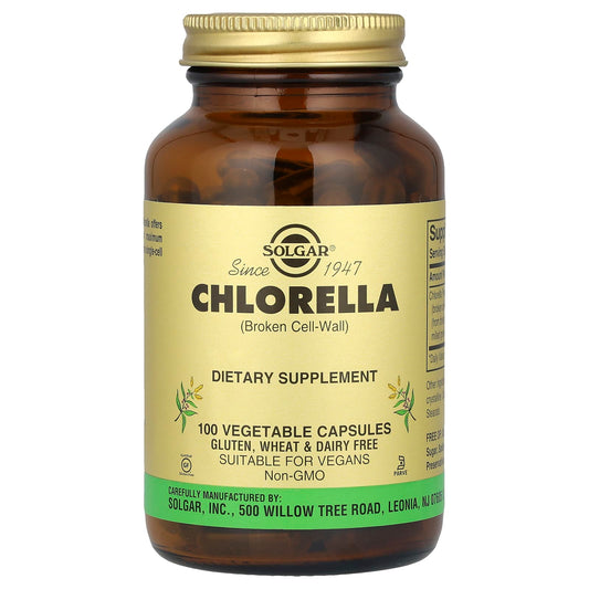 Solgar, Chlorella (Broken Cell-Wall), 100 Vegetable Capsules (520 mg per Capsule) - Image 1