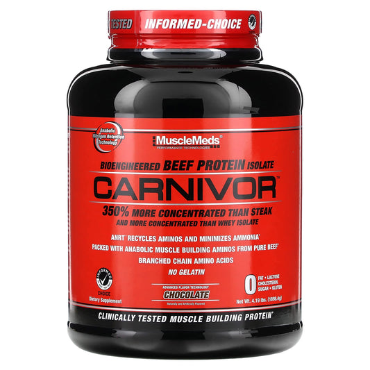 MuscleMeds, Carnivor, Bioengineered Beef Protein Isolate, Chocolate, 4.19 lbs (1898.4 g) - Image 1
