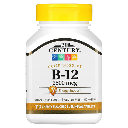 Cherry Flavored Vitamin B-12 Energy Boost Tablets - 110 Sublingual - Image 1