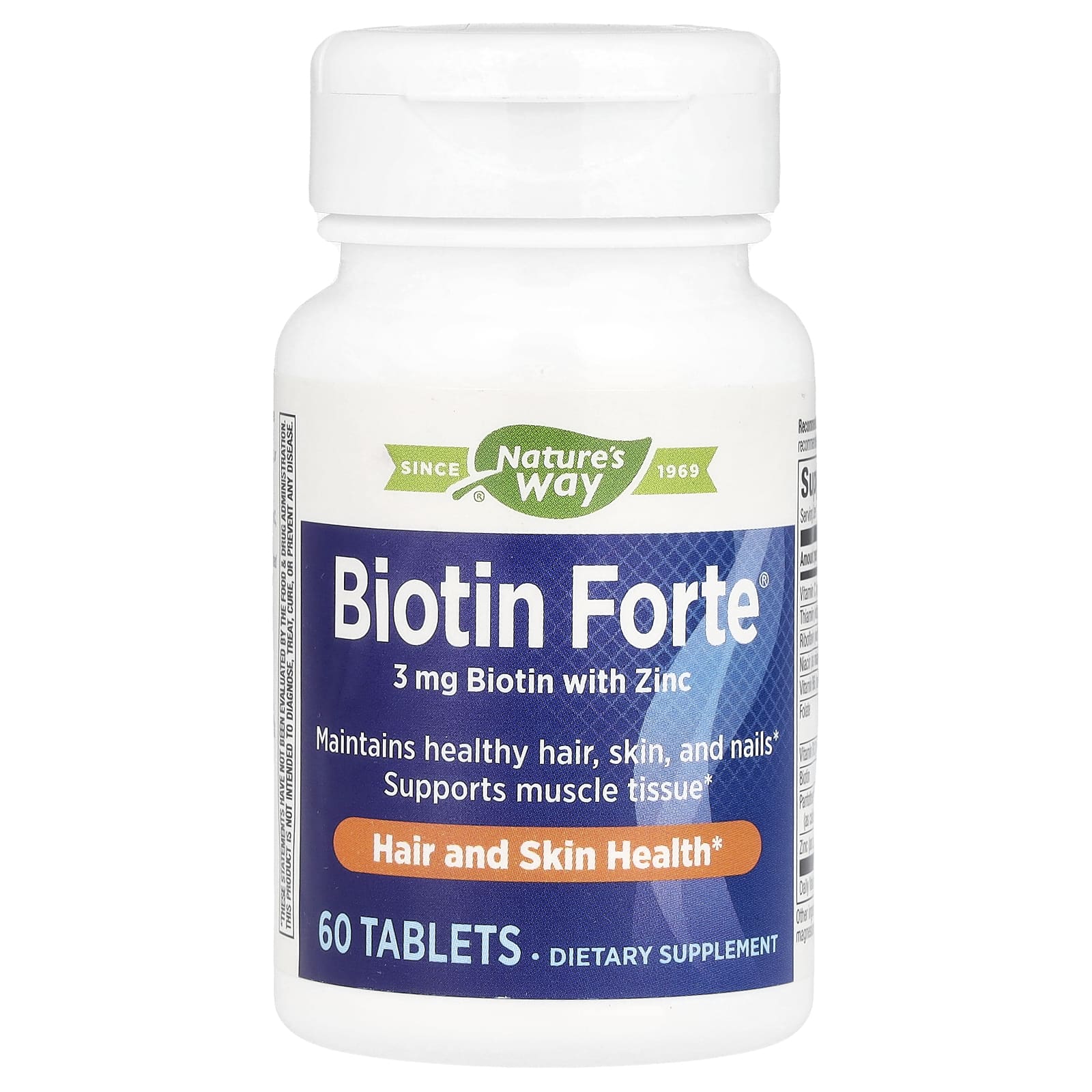 Nature's Way, Biotin Forte® with Zinc, 3 mg, 60 Tablets - Image 1