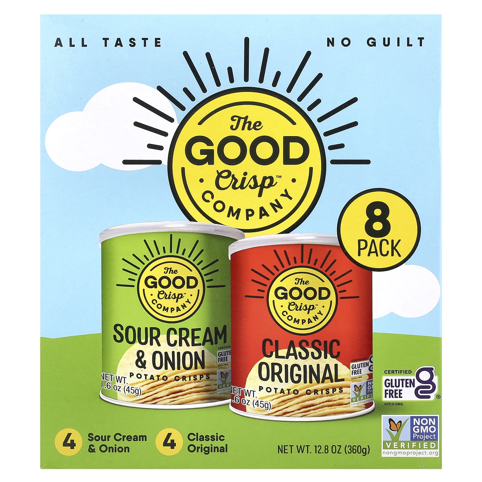 The Good Crisp Company, Potato Crisps, Variety Pack, 8 Count, 1.6 oz (45 g) Each - Image 1