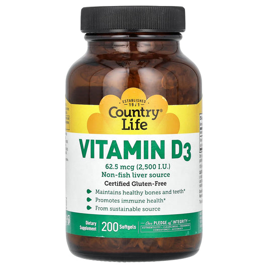Country Life Vitamin D3 2500 IU - Healthy Bones & Immune Support - Image 1