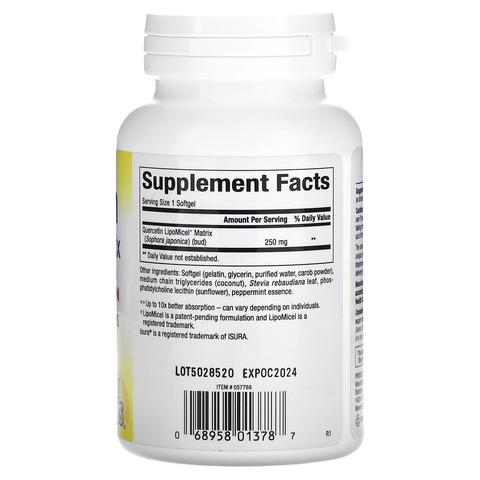 Natural Factors, Quercetin LipoMicel Matrix, 250 mg, 60 Liquid Softgels - Image 2