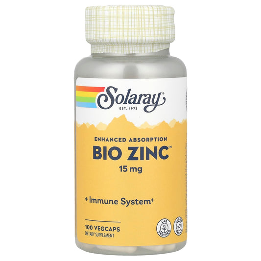 Solaray, Bio Zinc™, 15 mg, 100 VegCaps - Image 1