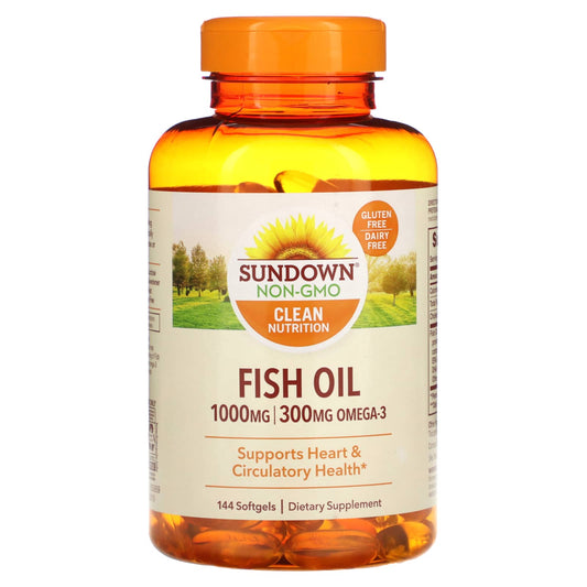 Sundown Naturals, Fish Oil, 1,000 mg, 144 Softgels - Image 1