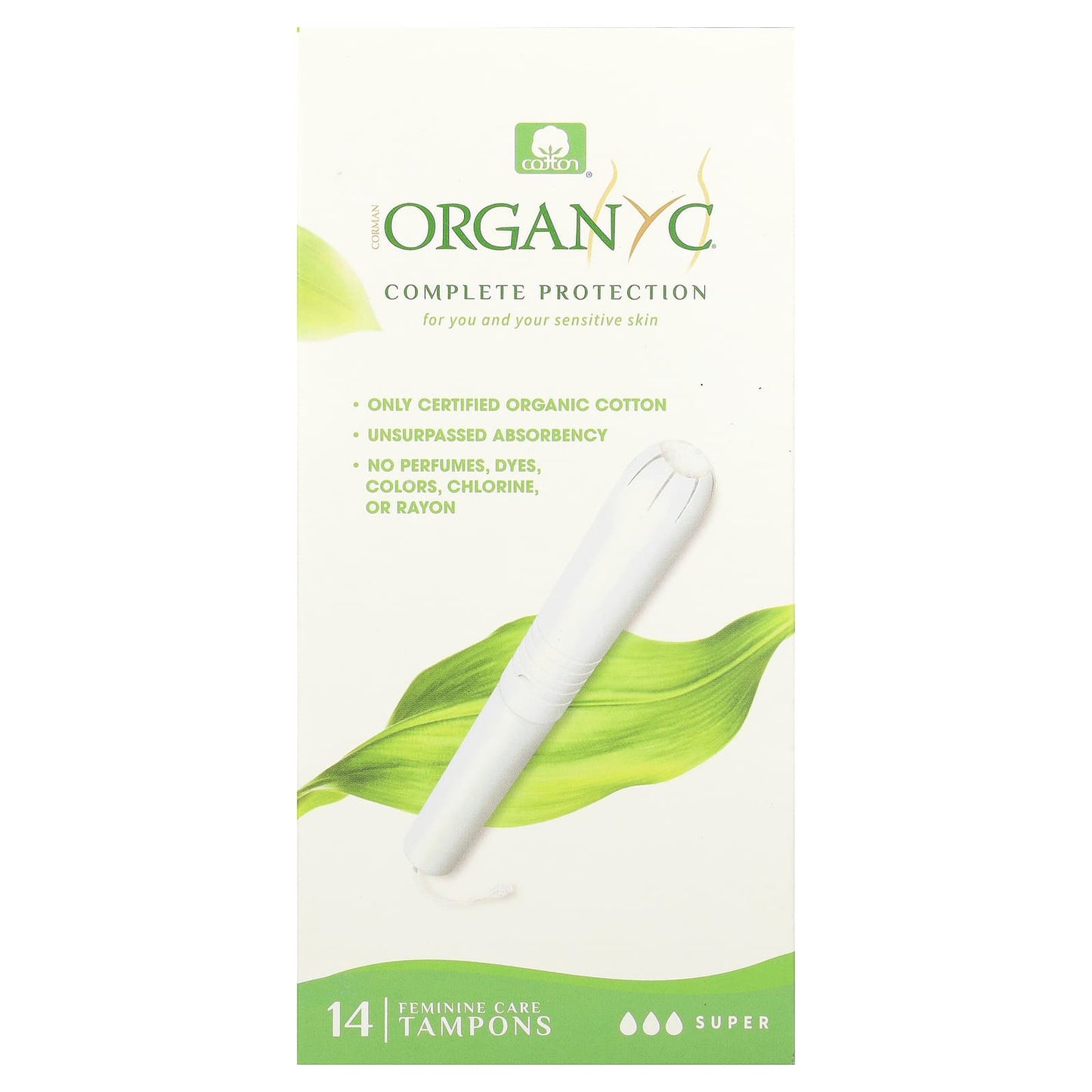 Organyc, Organic Tampons, Super, 14 Tampons - Image 1