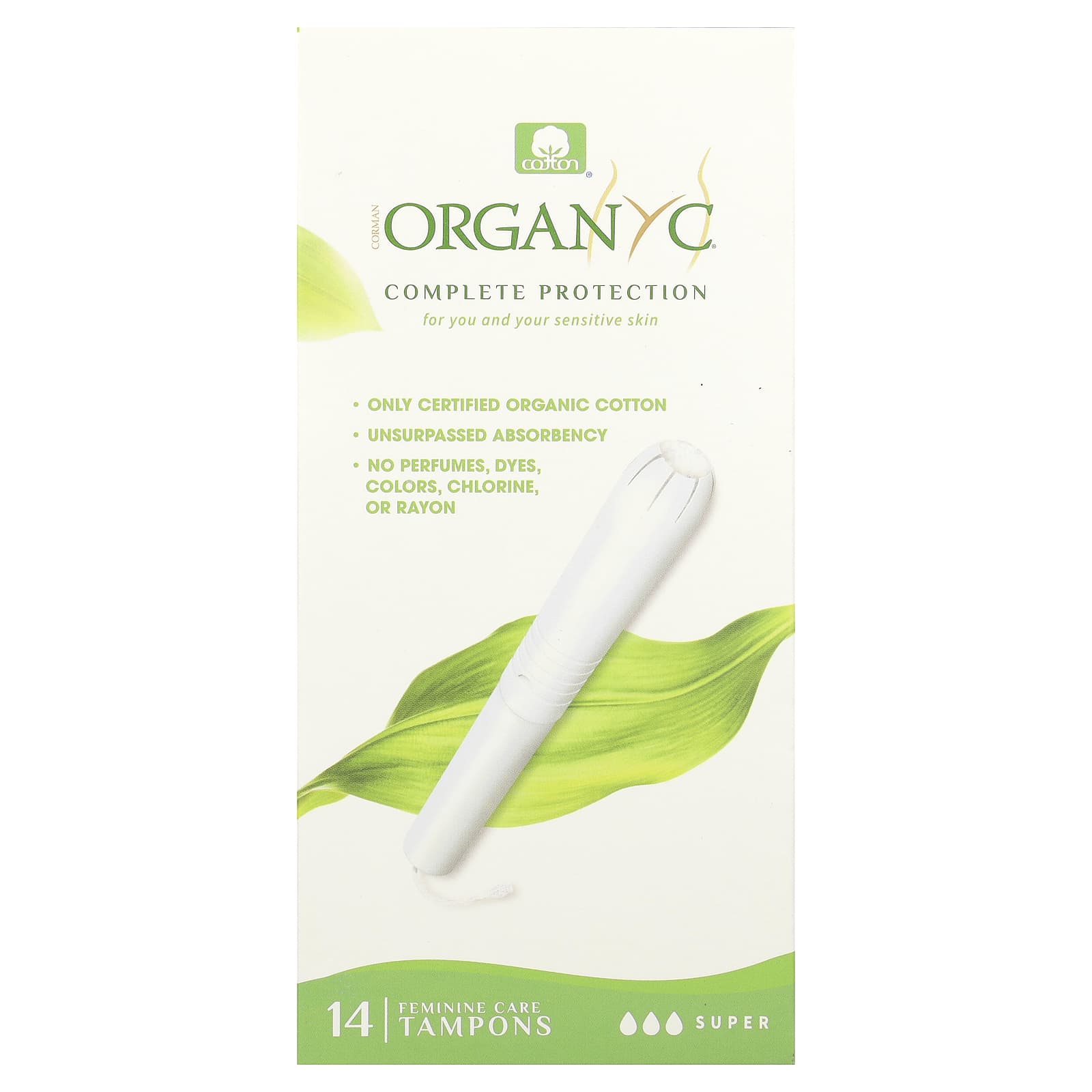 Organyc, Organic Tampons, Super, 14 Tampons - Image 1
