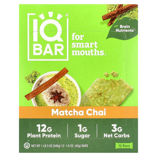 Matcha Chai Plant Protein Bar for Smart Minds with Brain-Boosting Nutrients - Image 1