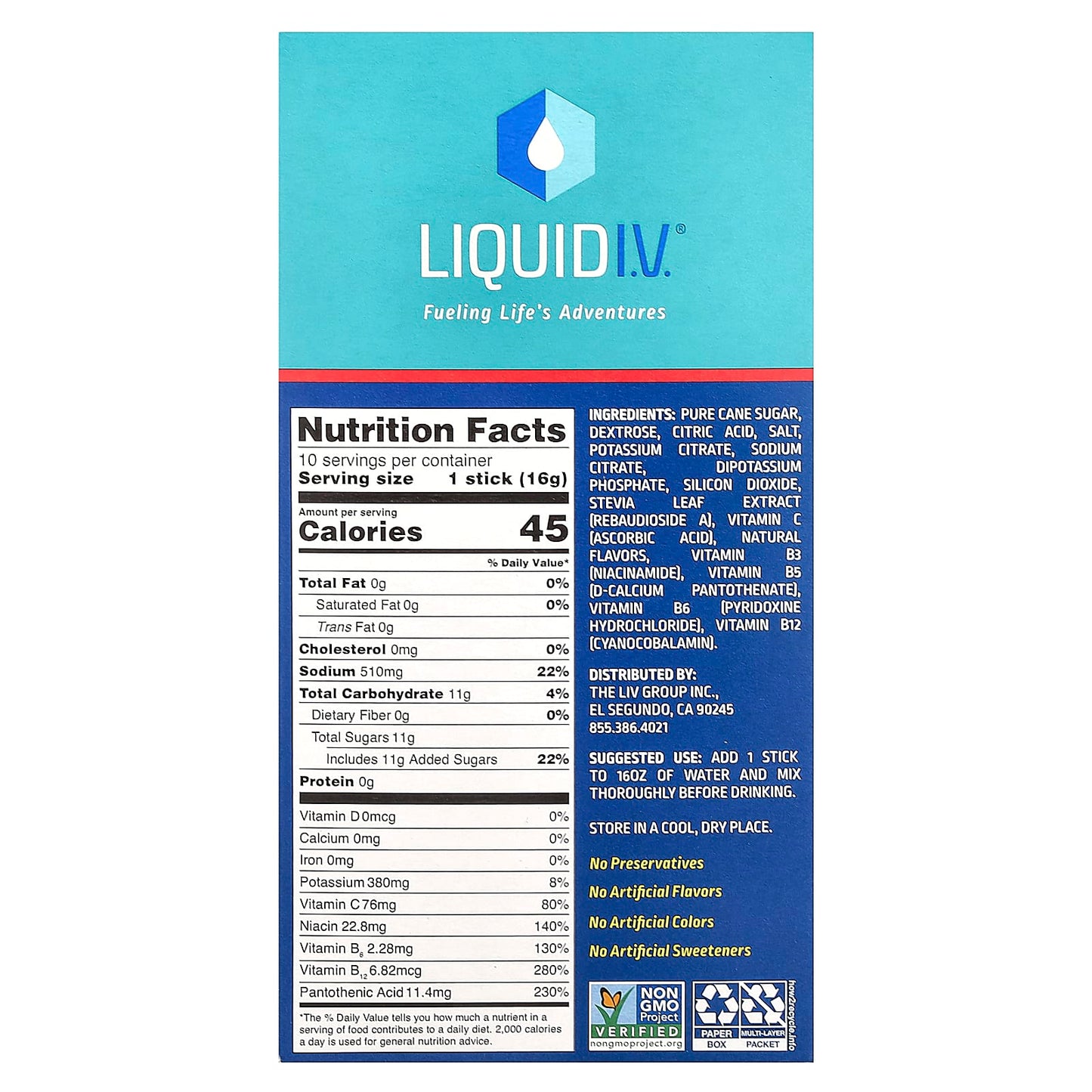 Liquid I.V., Hydration Multiplier®, Electrolyte Drink Mix, Strawberry, 10 Stick Packs, 0.56 oz (16 g) Each - Image 2
