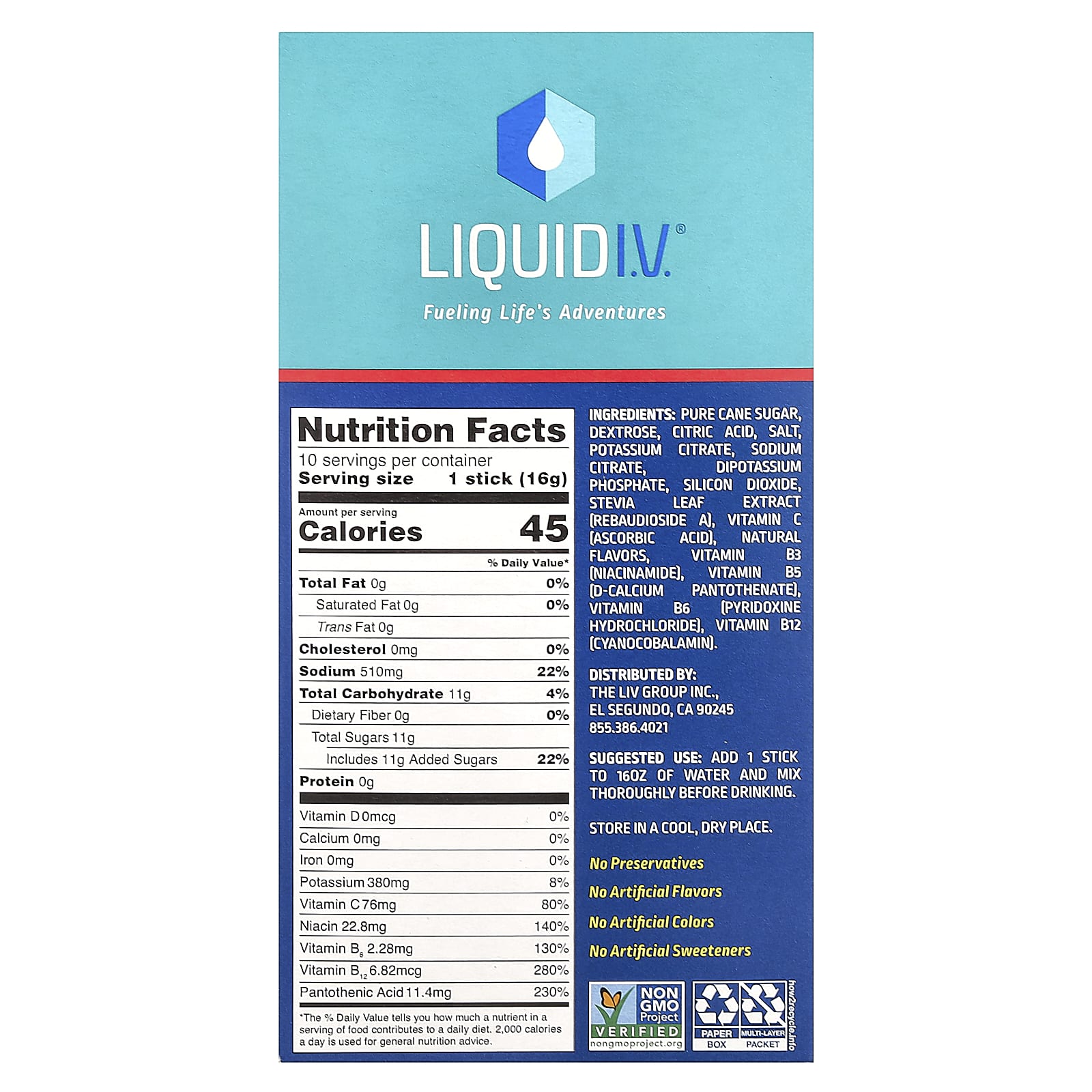Liquid I.V., Hydration Multiplier®, Electrolyte Drink Mix, Strawberry, 10 Stick Packs, 0.56 oz (16 g) Each - Image 2