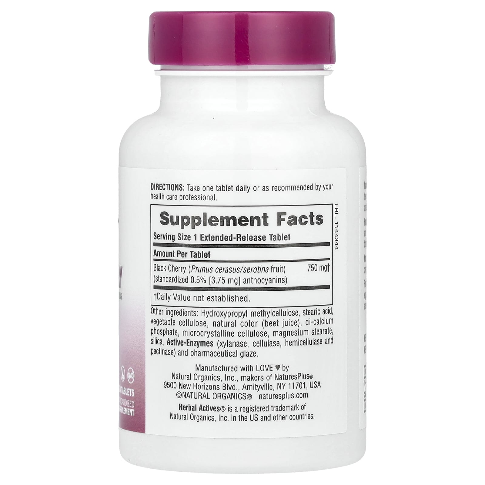 NaturesPlus, Herbal Actives, Black Cherry, 750 mg, 30 Tablets - Image 2