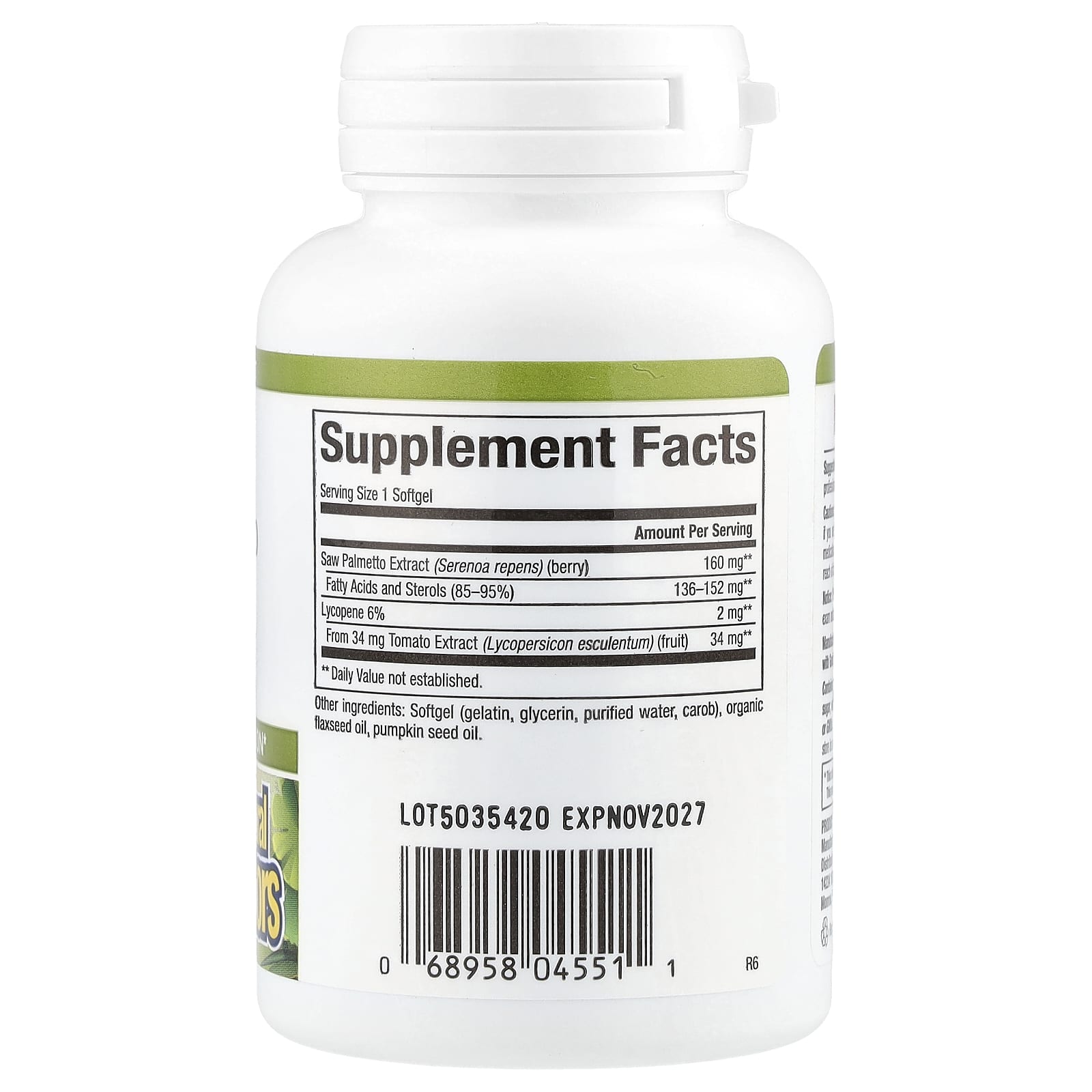 Natural Factors, HerbalFactors®, Saw Palmetto with Lycopene, 60 Softgels - Image 2