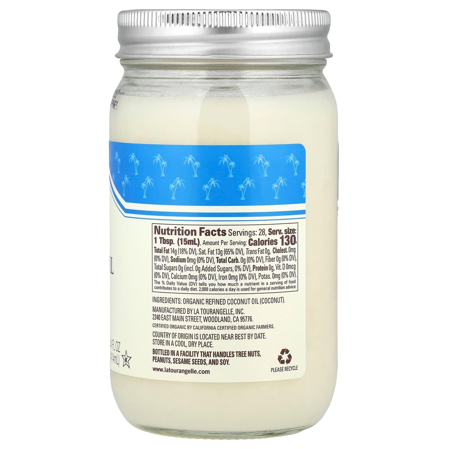 La Tourangelle, Organic Refined Coconut Oil, 14 fl oz (414 ml) - Image 2