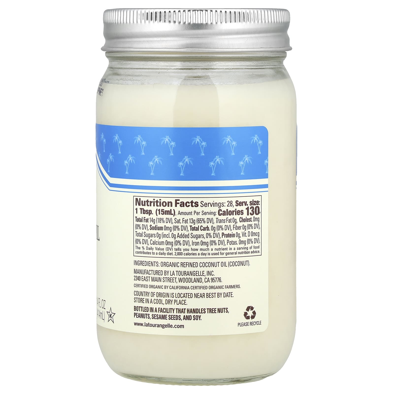 La Tourangelle, Organic Refined Coconut Oil, 14 fl oz (414 ml) - Image 2