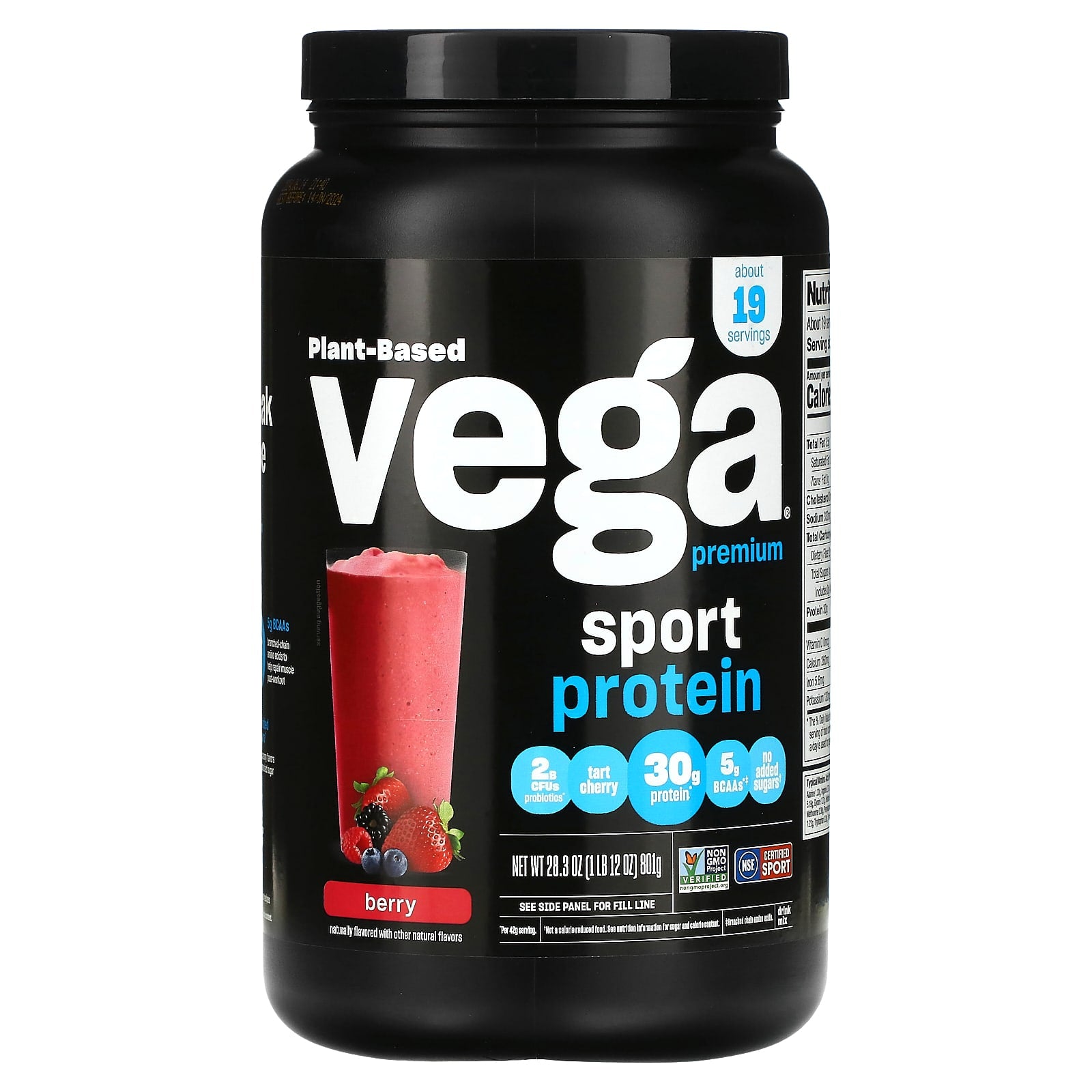 Vega, Sport, Plant-Based Premium Protein, Berry, 1 lb 12 oz  (801 g) - Image 1