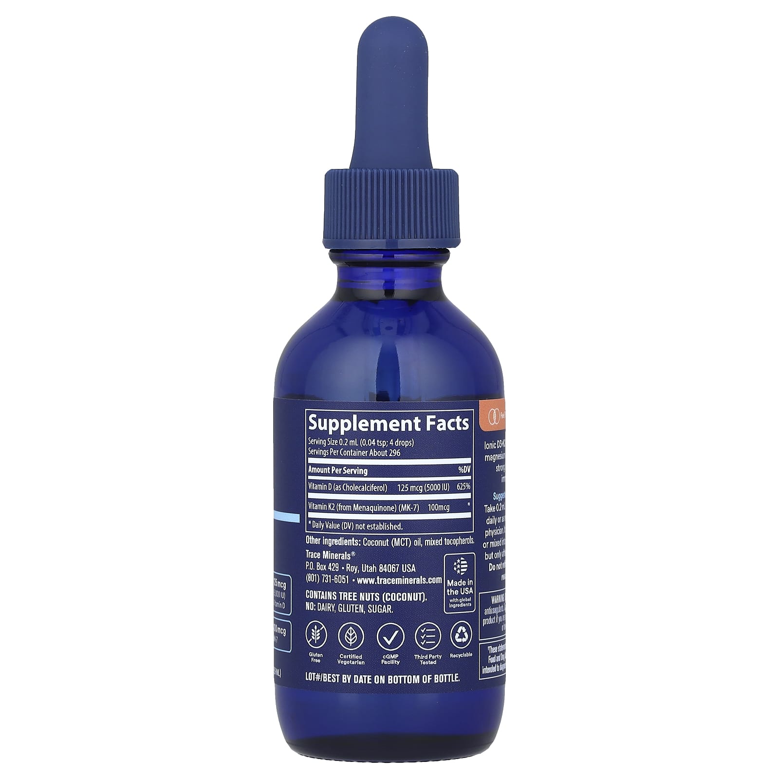 Trace, Ionic D3 + K2, 2 fl oz (59 ml) - Image 2