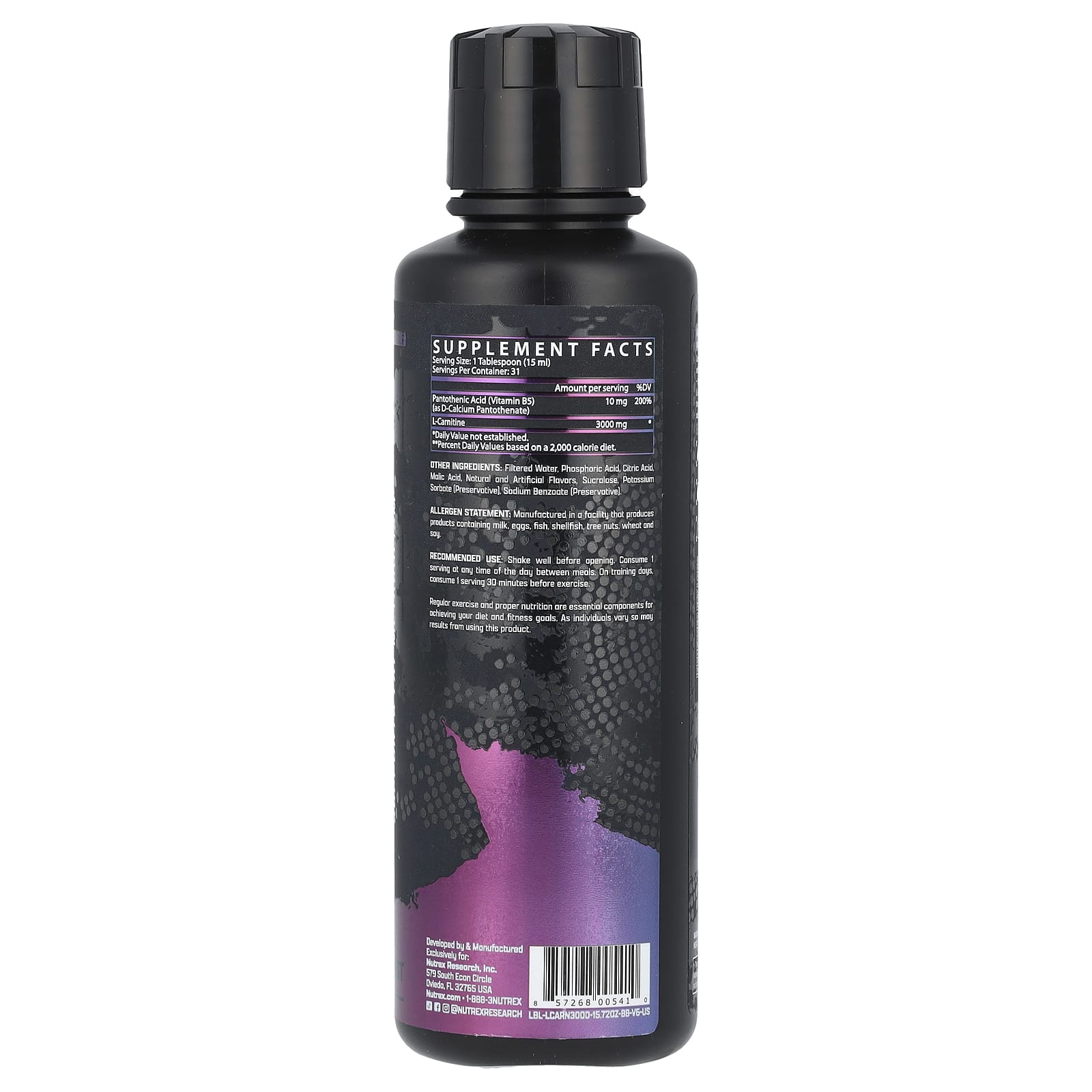 Nutrex Research, L-Carnitine 3000, Berry Blast, 15.72 fl oz (465 ml) - Image 2
