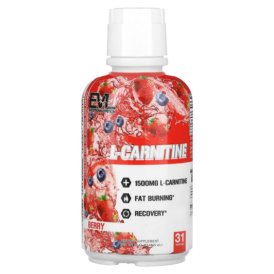 EVLution L-Carnitine Fat Burning Supplement, Berry, 16 fl oz - Image 1
