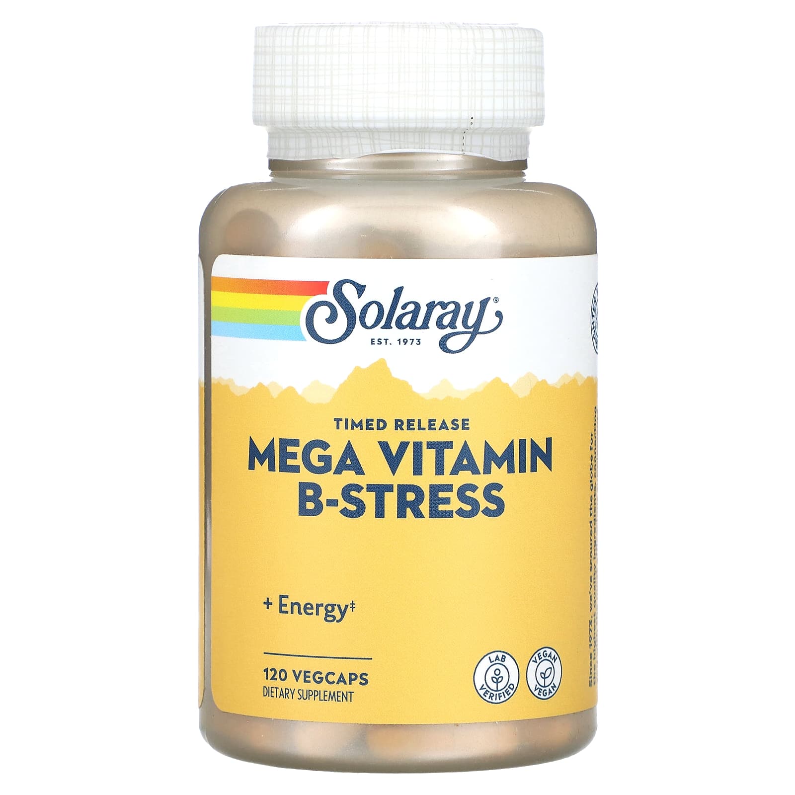Solaray, Mega Vitamin B-Stress, Timed-Release, 120 VegCaps - Image 1