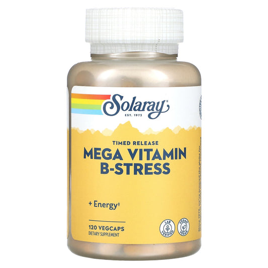 Solaray, Mega Vitamin B-Stress, Timed-Release, 120 VegCaps - Image 1