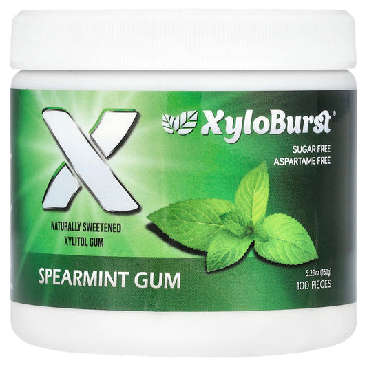 Xyloburst, Xylitol Gum, Spearmint, 100 Pieces, 5.29 oz (150 g) - Image 1