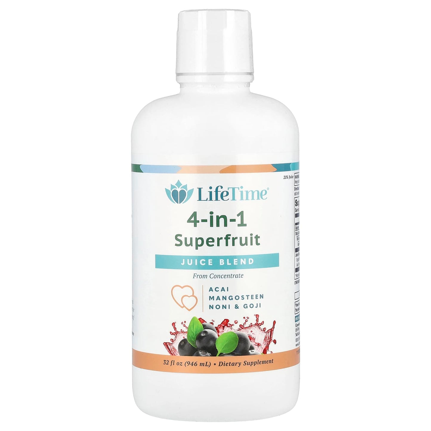 LifeTime Vitamins, 4-In-1 Superfruit Juice Blend, Acai, Mangosteen, Noni & Goji, 32 fl oz (946 ml) - Image 1