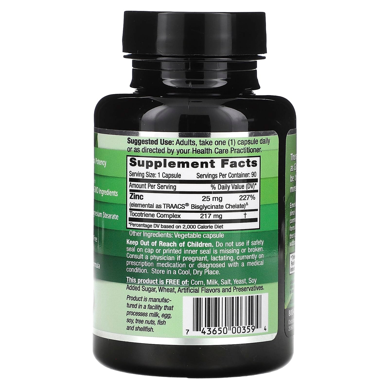 Emerald Laboratories Pure Albion Zinc 25mg 90 Capsules - Additive-Free & Gluten-Free - Image 2