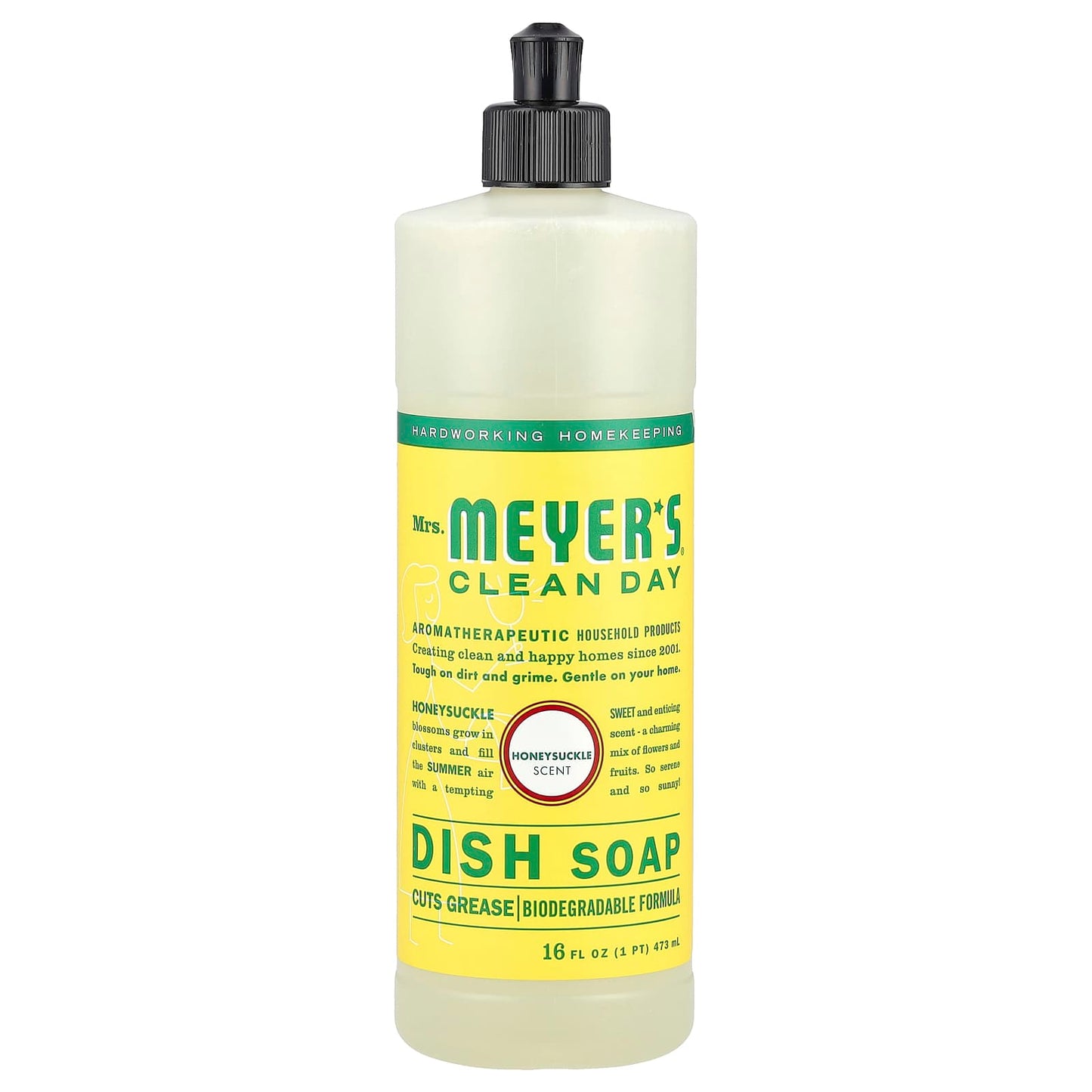 Mrs. Meyers Clean Day, Dish Soap, Honeysuckle , 16 fl oz (473 ml) - Image 1