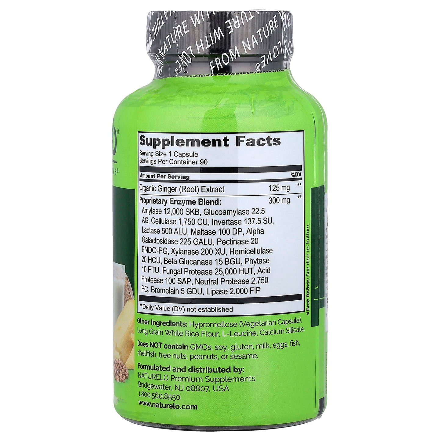 NATURELO, Digestive Enzymes, Full Spectrum Blend, 90 Vegetarian Capsules - Image 2