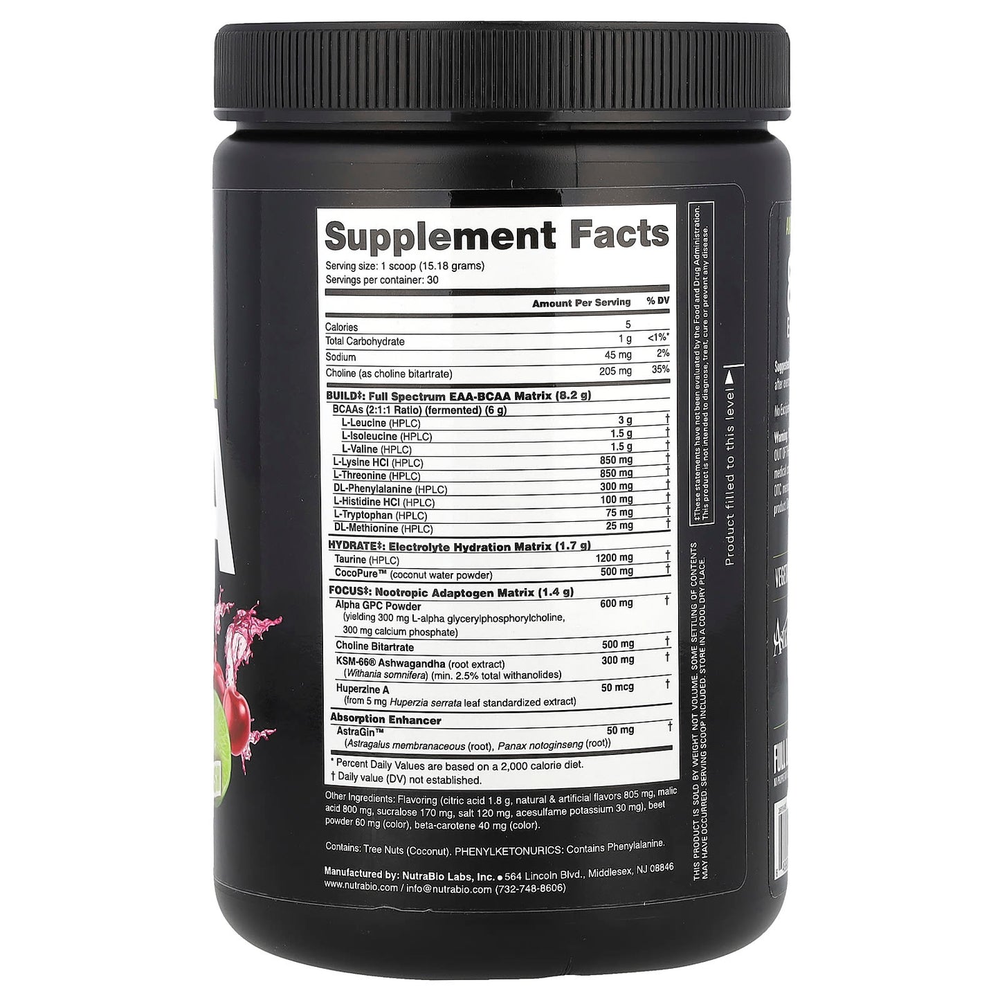 NutraBio, Alpha EAA, Cherry Lime Slush, 1 lb (455 g) - Image 2
