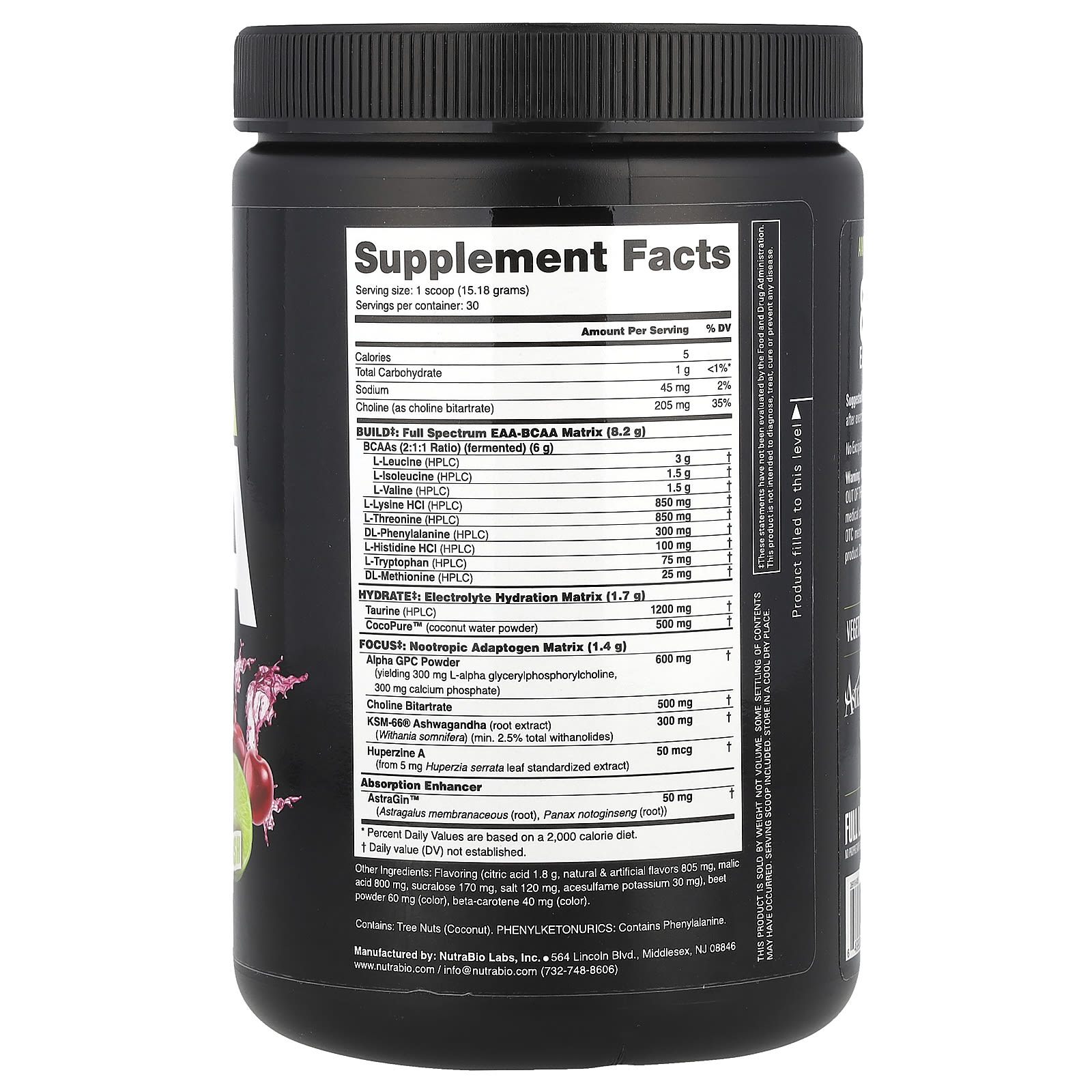 NutraBio, Alpha EAA, Cherry Lime Slush, 1 lb (455 g) - Image 2