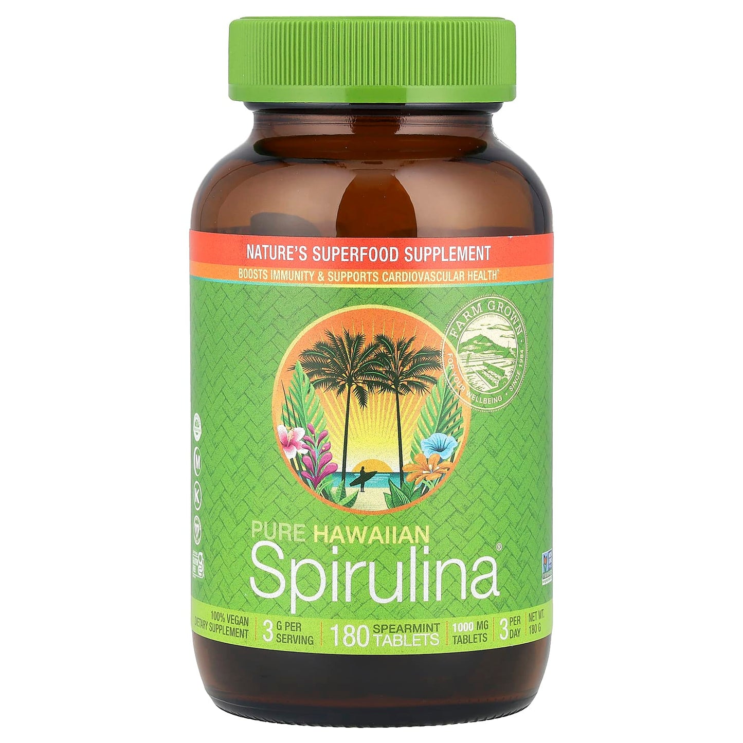Nutrex Hawaii, Pure Hawaiian Spirulina®, Spearmint, 1,000 mg, 180 Tablets - Image 1