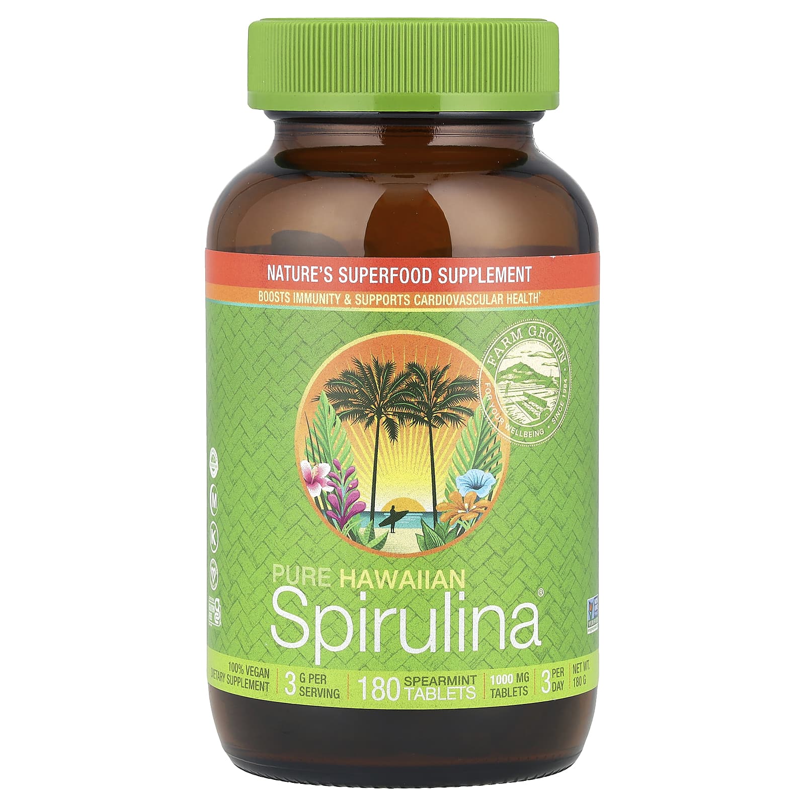 Nutrex Hawaii, Pure Hawaiian Spirulina®, Spearmint, 1,000 mg, 180 Tablets - Image 1